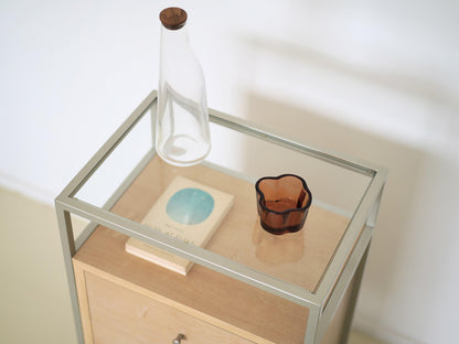 ガラスキャビネット チェスト シェルフ ナチュラル / Glass Cabinet Shelf