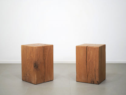 オーク無垢材のブロックスツール