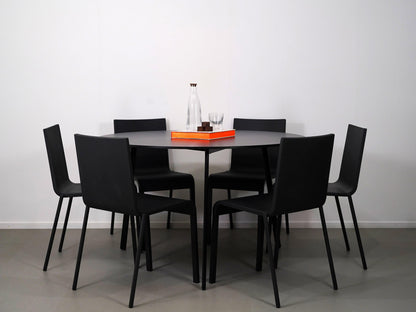 ロナン＆エルワン・ブルレックがデザインした中古・ユーズドのマジスのストライプド丸テーブルΦ120cmブラック